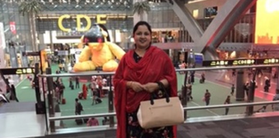 Traveller at a Middle East international airport terminal
